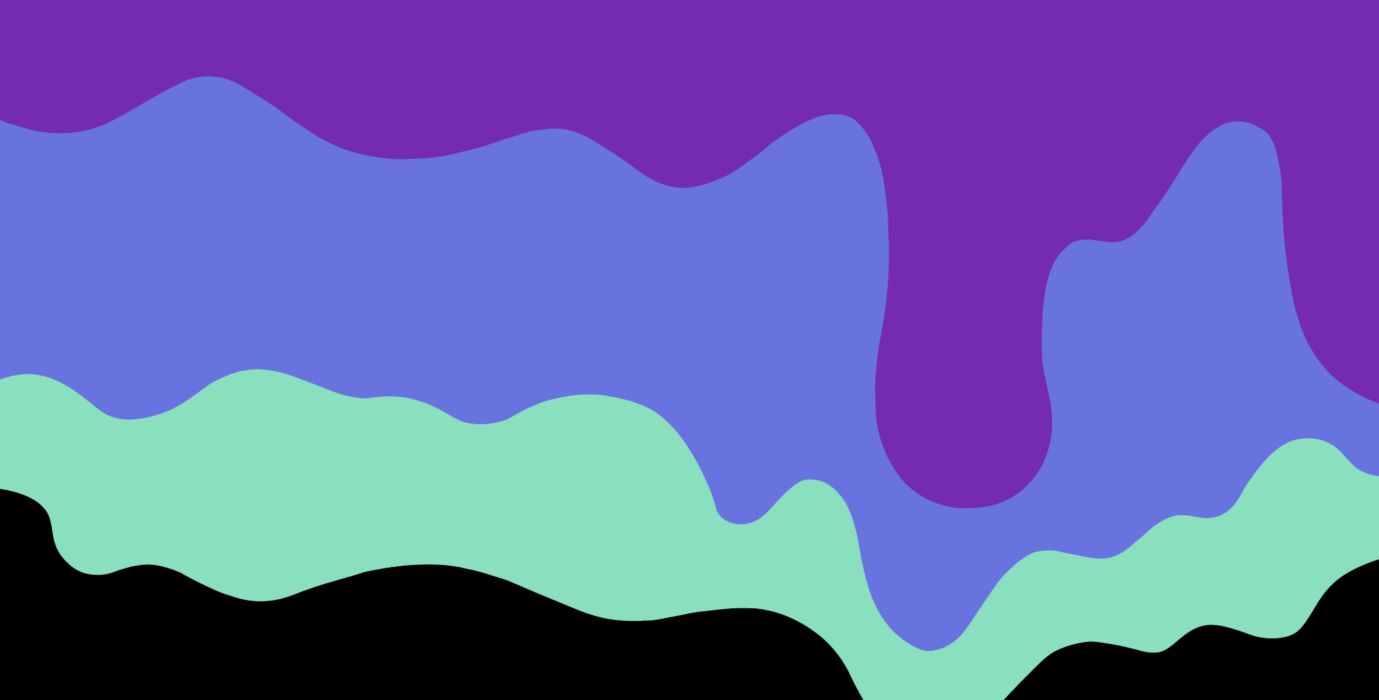 A flag with four stripes that drip into each other like liquid. The top stripe is purple, the second is light indigo, the third is mint green, and the fourth is black. A flag with four stripes that drip into each other like liquid. The top stripe is purple, the second is light indigo, the third is mint green, and the fourth is black.