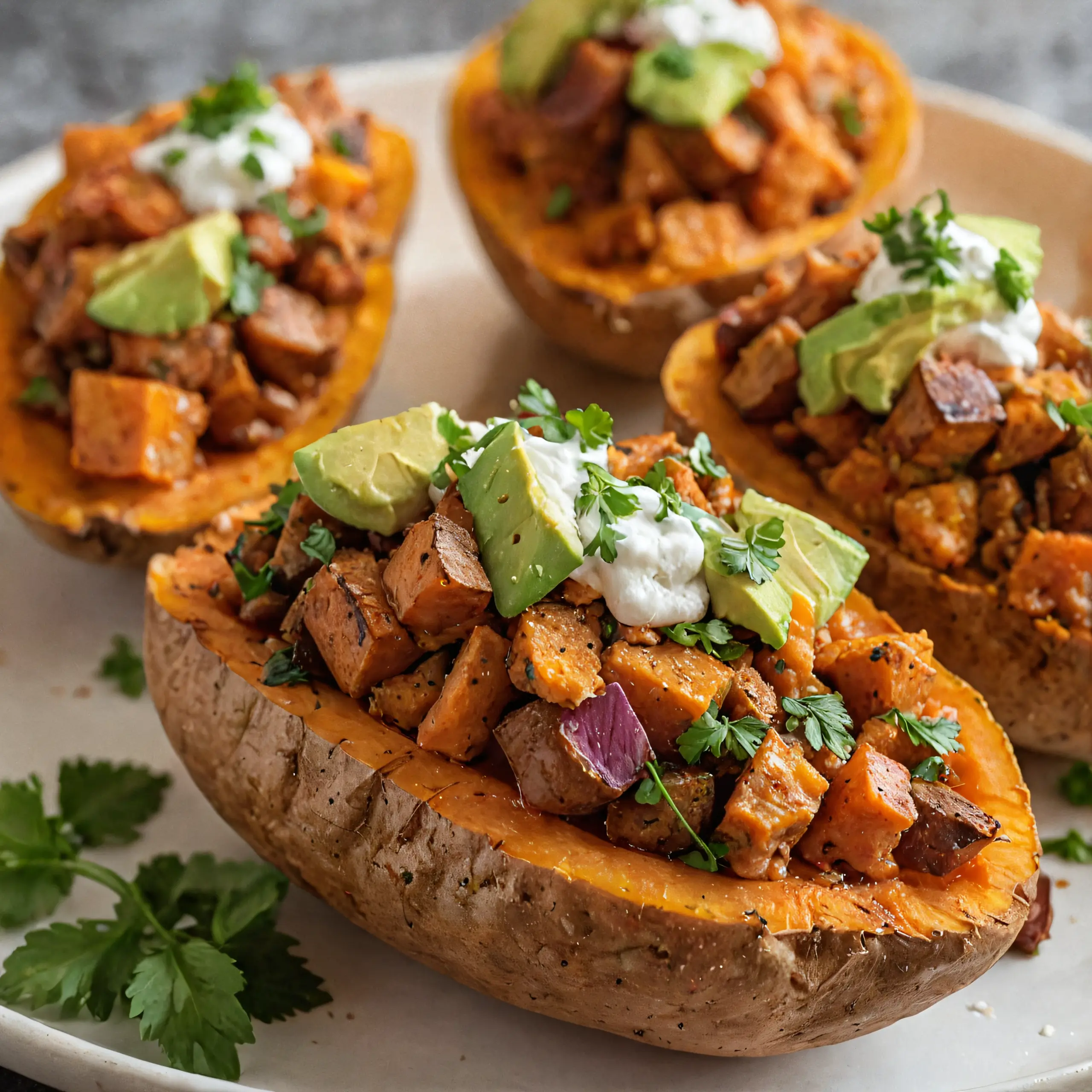 Stuffed Sweet Potatoes with Tacos