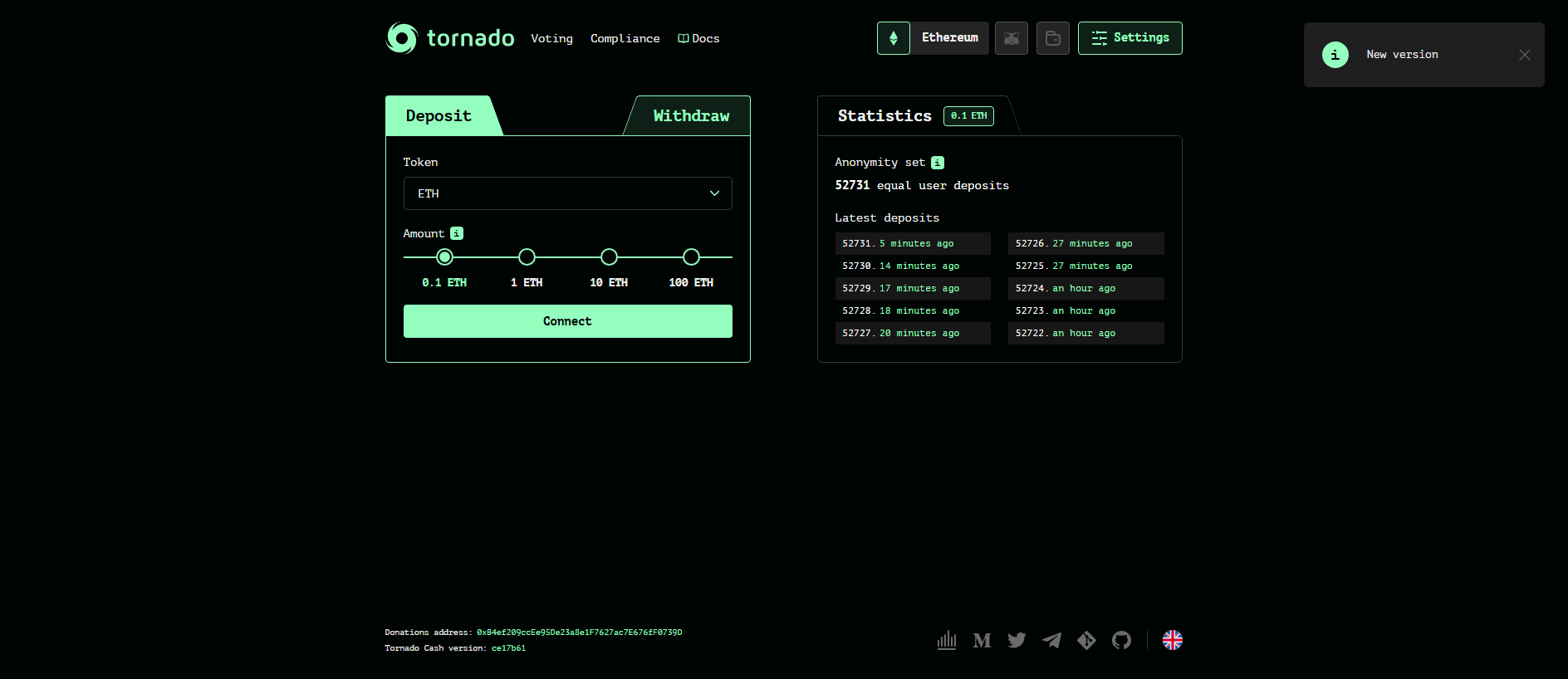 Stored capture of tornado-cash.link