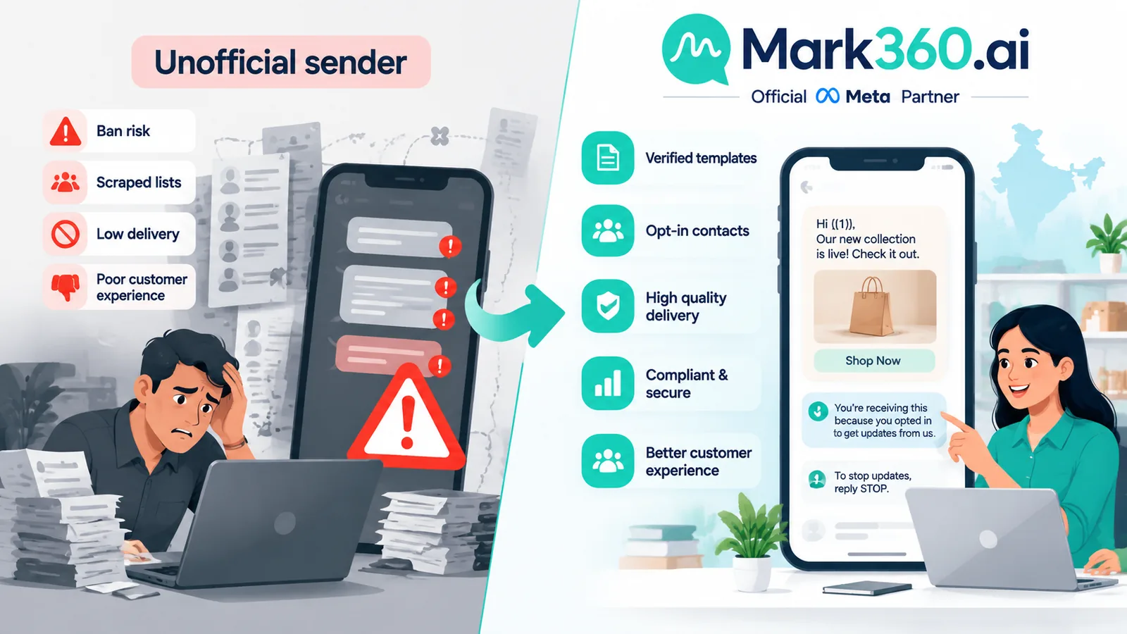 Unofficial sender risk vs official API broadcasts