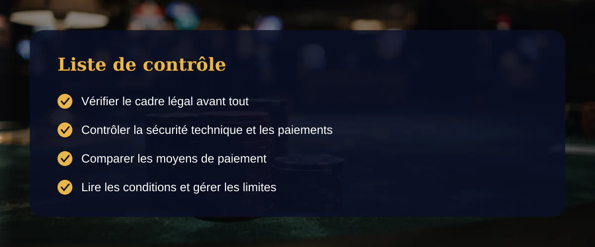 Trouver un casino en ligne fiable — Liste de contrôle