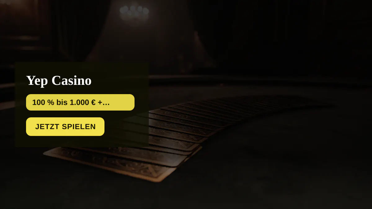 Yep Casino — Willkommensbonus 100 % bis 1.000 € + 300 FS, Zahlungen: Visa, Mastercard, Skrill, Neteller, Paysafecard Yep Casino — Willkommensbonus 100 % bis 1.000 € + 300 FS, Zahlungen: Visa, Mastercard, Skrill, Neteller, Paysafecard