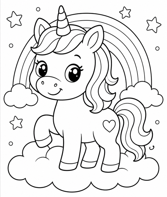 Cute Unicorn Colouring Sheet