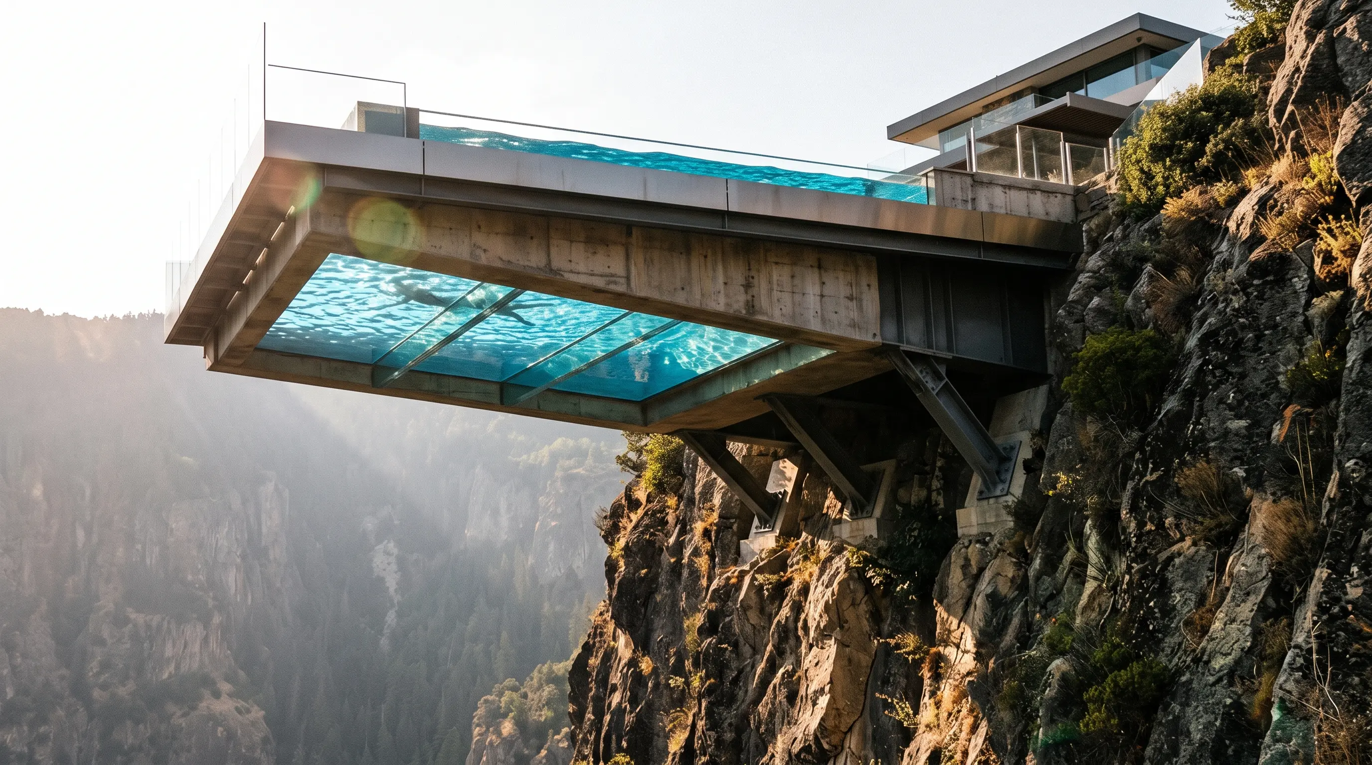 Glass-Bottom Cantilever Pools