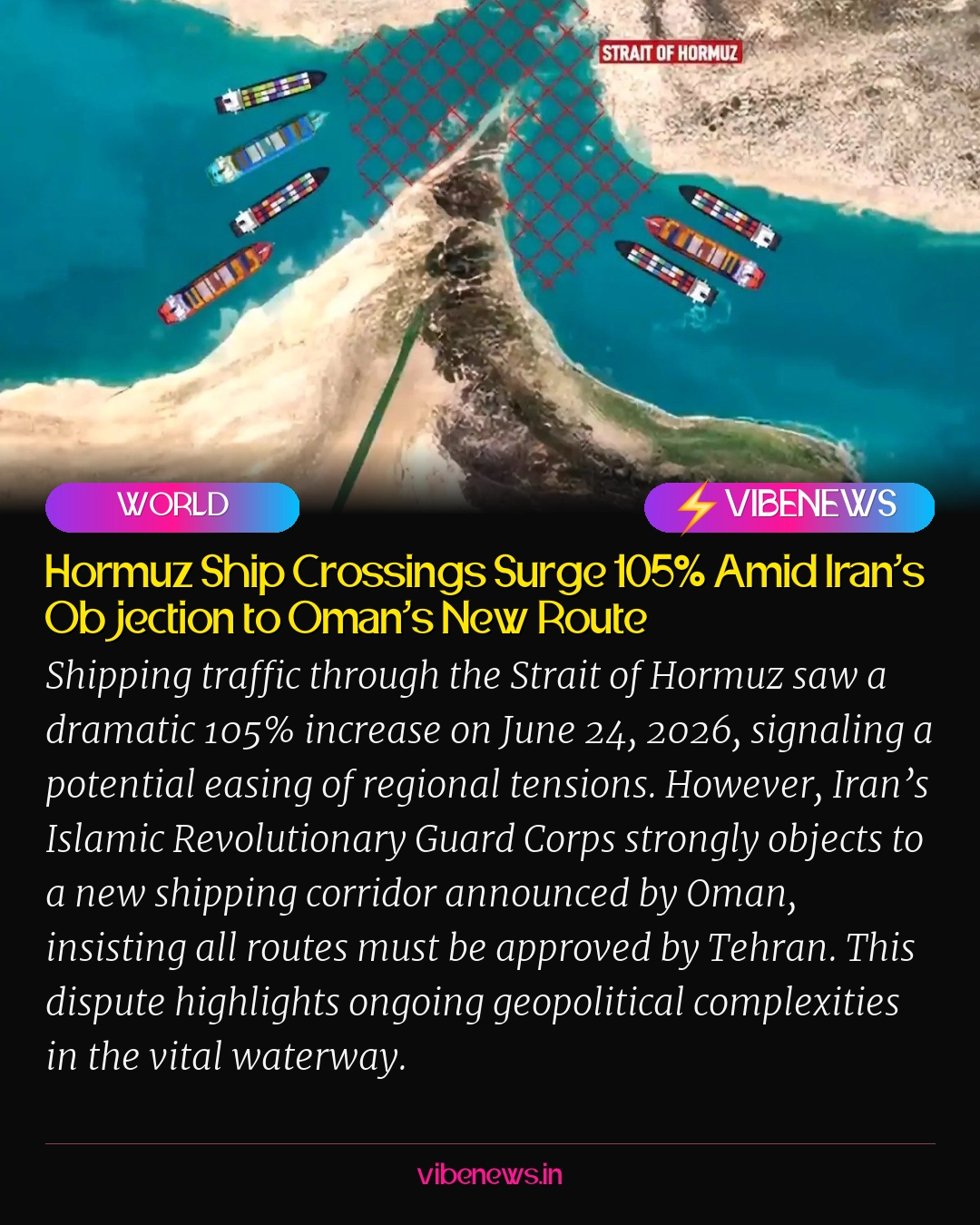Hormuz Ship Crossings Surge 105% Amid Iran’s Objection to Oman’s New Route