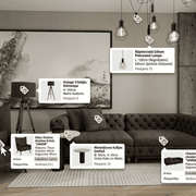 Interactive hot spot markers – 3D rendering with clickable product tags for real estate