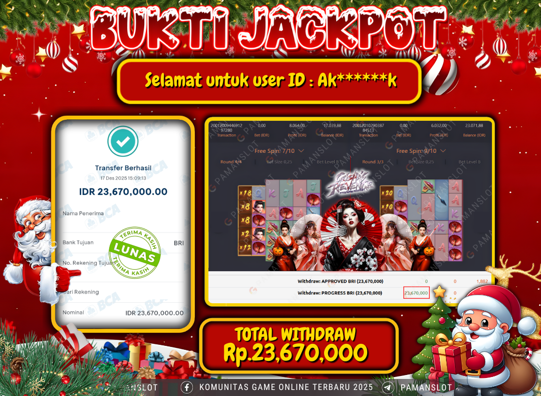 PAMANSLOT JACKPOT Game PG - Geishas Revenge Rp.23,670,000- LUNAS