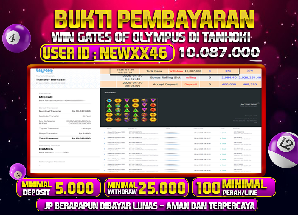 TANHOKI JACKPOT SLOT GATES OF OLYMPUS Rp 10.087.000,- LUNAS