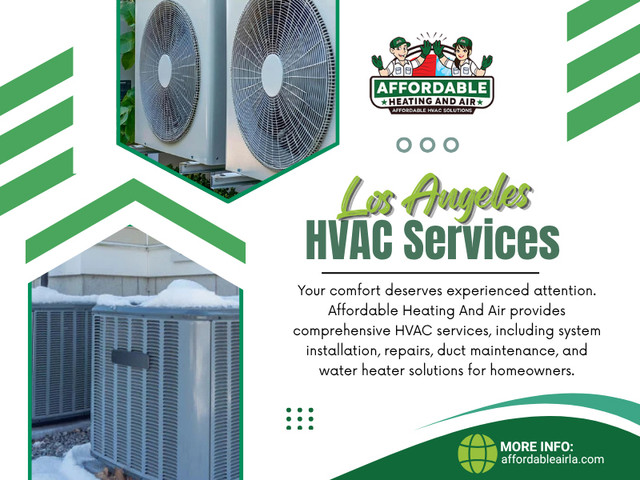 An air conditioner can produce cool air without delivering enough of it to every room. A technician providing Los Angeles HVAC services can look at the path the air takes through the home rather than focusing entirely on the outdoor equipment.

Find us on google map: https://maps.app.goo.gl/AmnAG3GCtMLZFQca6

Contact: Affordable Heating and Air
Address: 9601 Cozycroft Ave, Unit 1 Chatsworth, CA 91311, United States
Phone Number: +18187221332

Read Our Blogs:
https://tinyurl.com/2822nl2h
https://tinyurl.com/2xwsor3p

More Links:
https://bio.link/affordableairla
https://issuu.com/affordableairla
https://www.flickr.com/people/affordableairla/