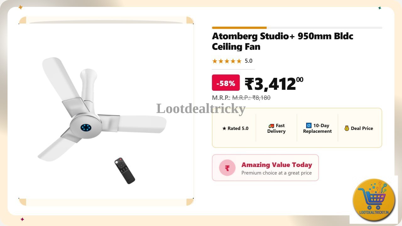 Atomberg Studio 950mm – Just ₹3412 | Limited Time Loot Offer Atomberg Studio 950mm – Just ₹3412 | Limited Time Loot Offer