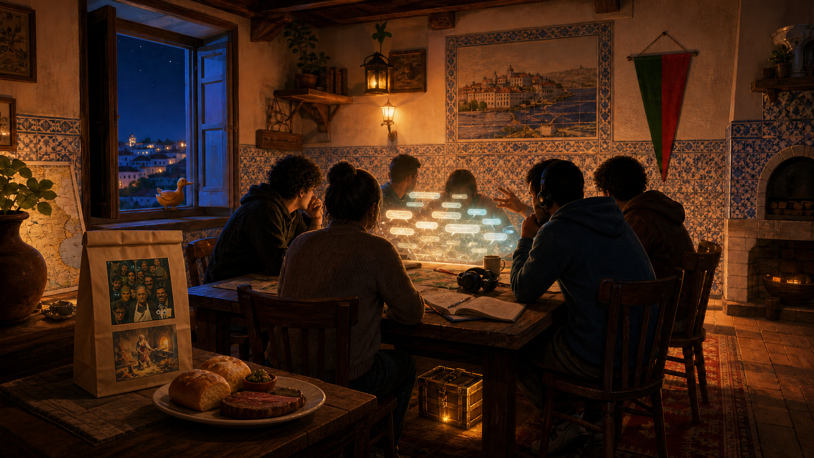 Comunidade reunida à volta de uma conversa no chat