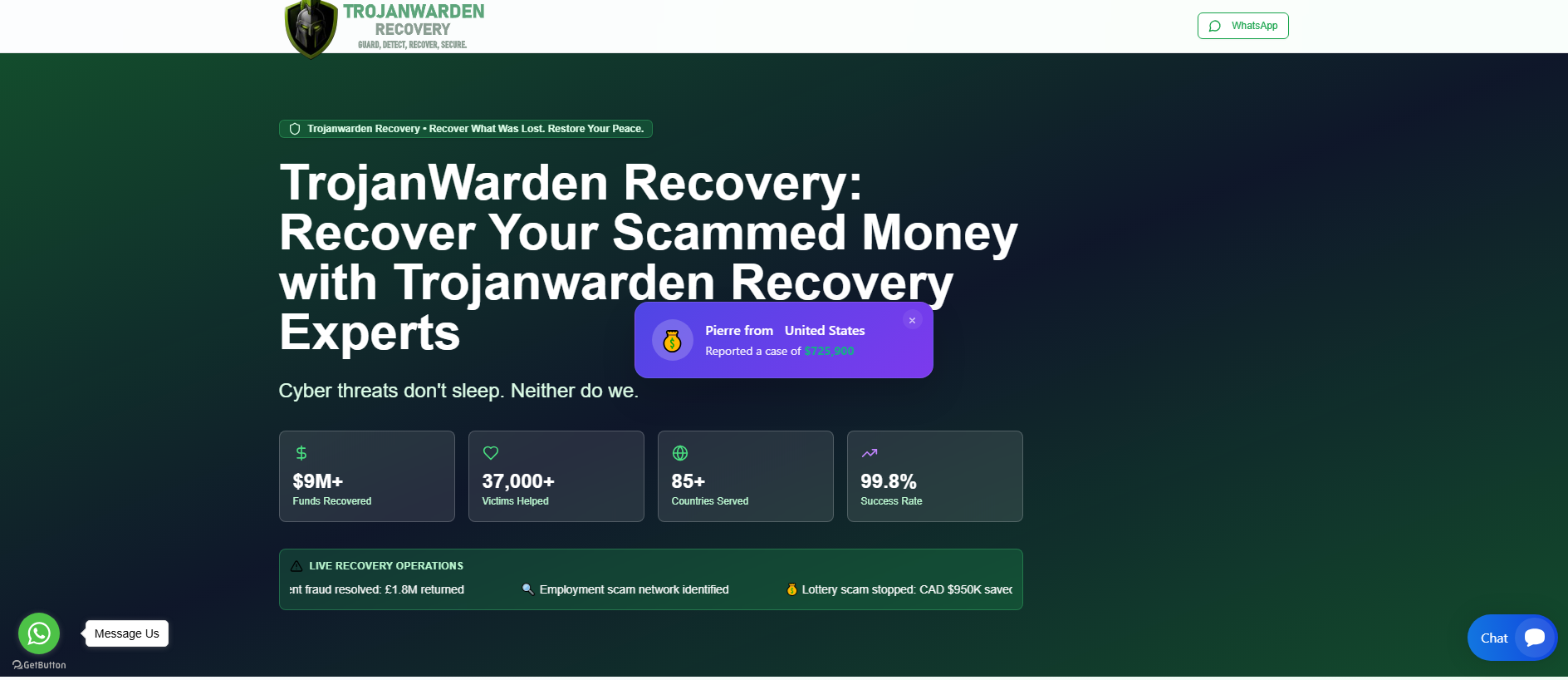 Stored capture of trojanwardenrecoverys.com