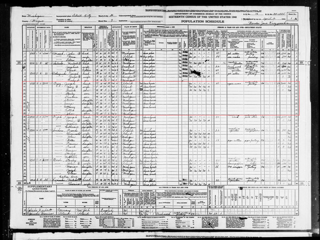 spis 1940 Census Michigan Wayne County Detroit