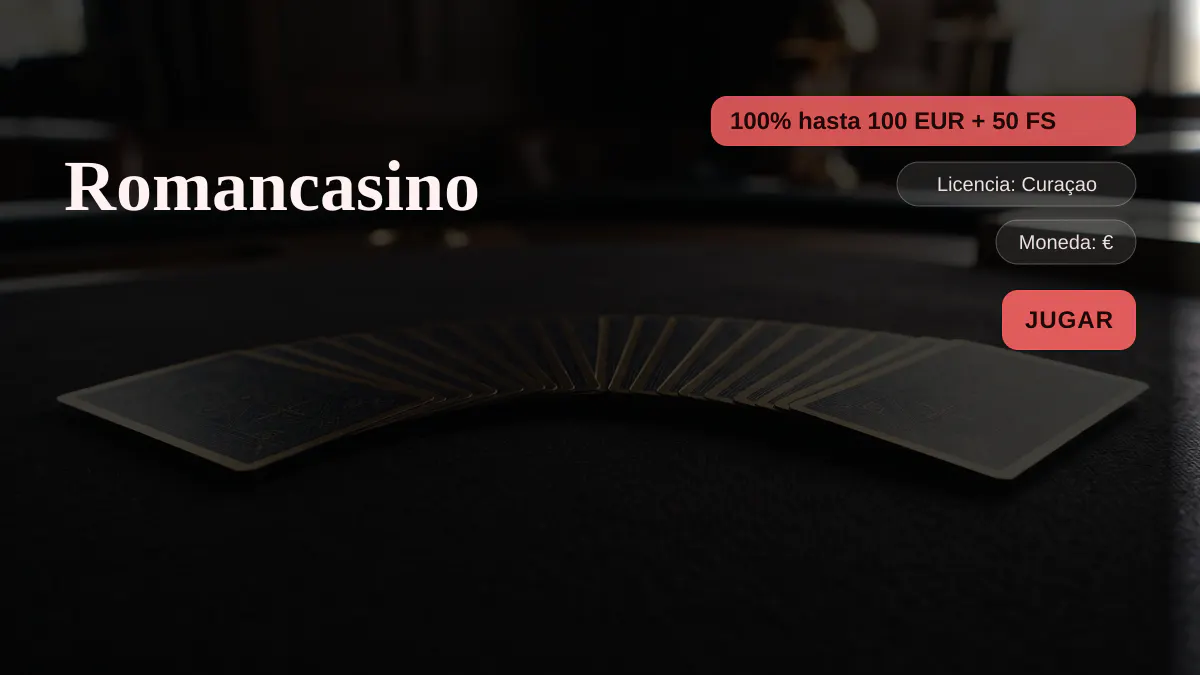 Romancasino — bono de bienvenida 100% hasta 100 EUR + 50 FS, pagos: Visa, Mastercard, Skrill, Neteller, Paysafecard Romancasino — bono de bienvenida 100% hasta 100 EUR + 50 FS, pagos: Visa, Mastercard, Skrill, Neteller, Paysafecard