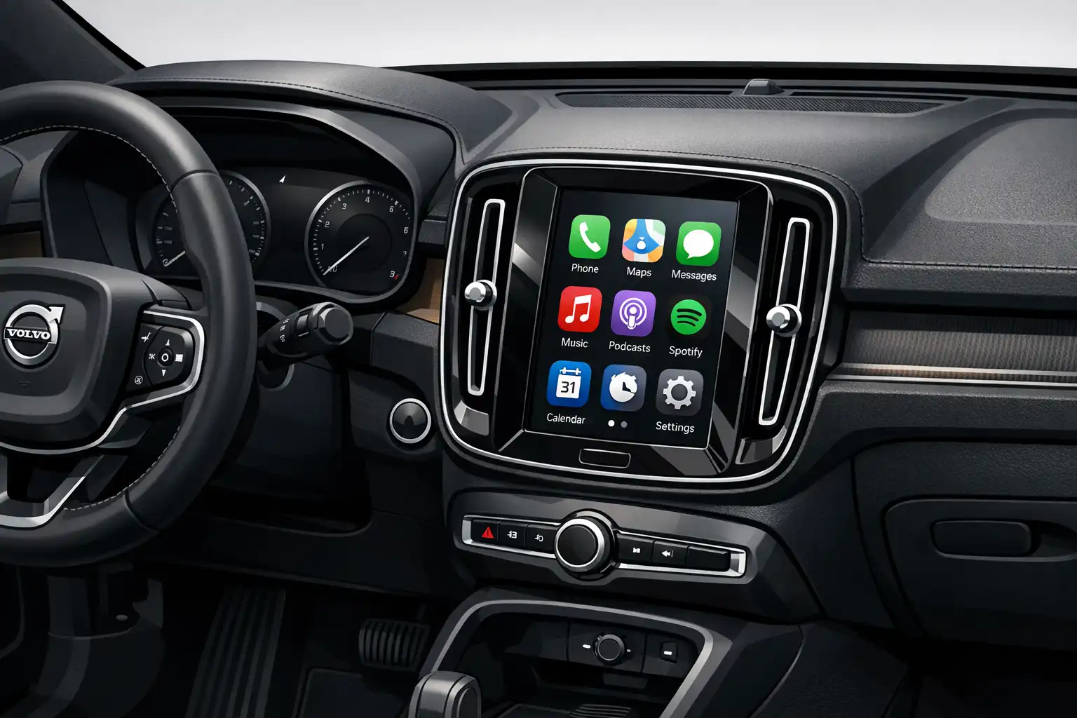 Écran Android Auto affiché sur le système Volvo Sensus d'une XC40 2018