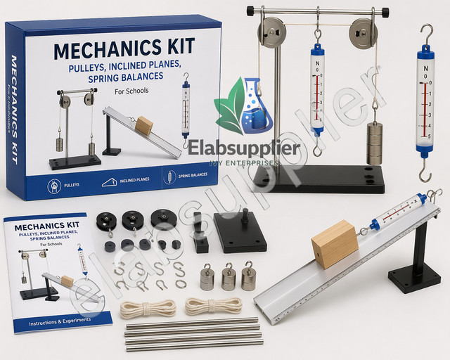 Mechanics kit 18 items pulleys inclined planes spring balances school India