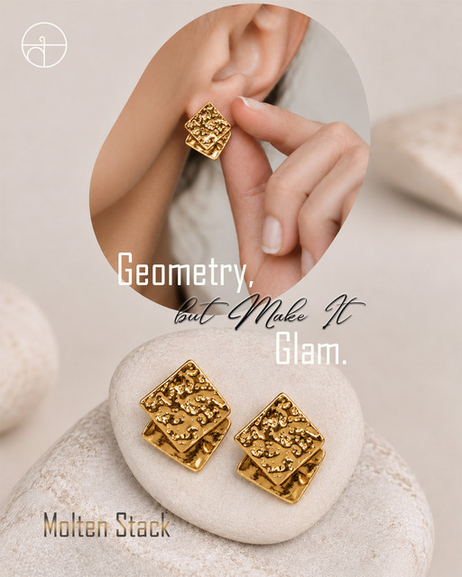 3D geometric earrings - Tasora Molten Stack earrings