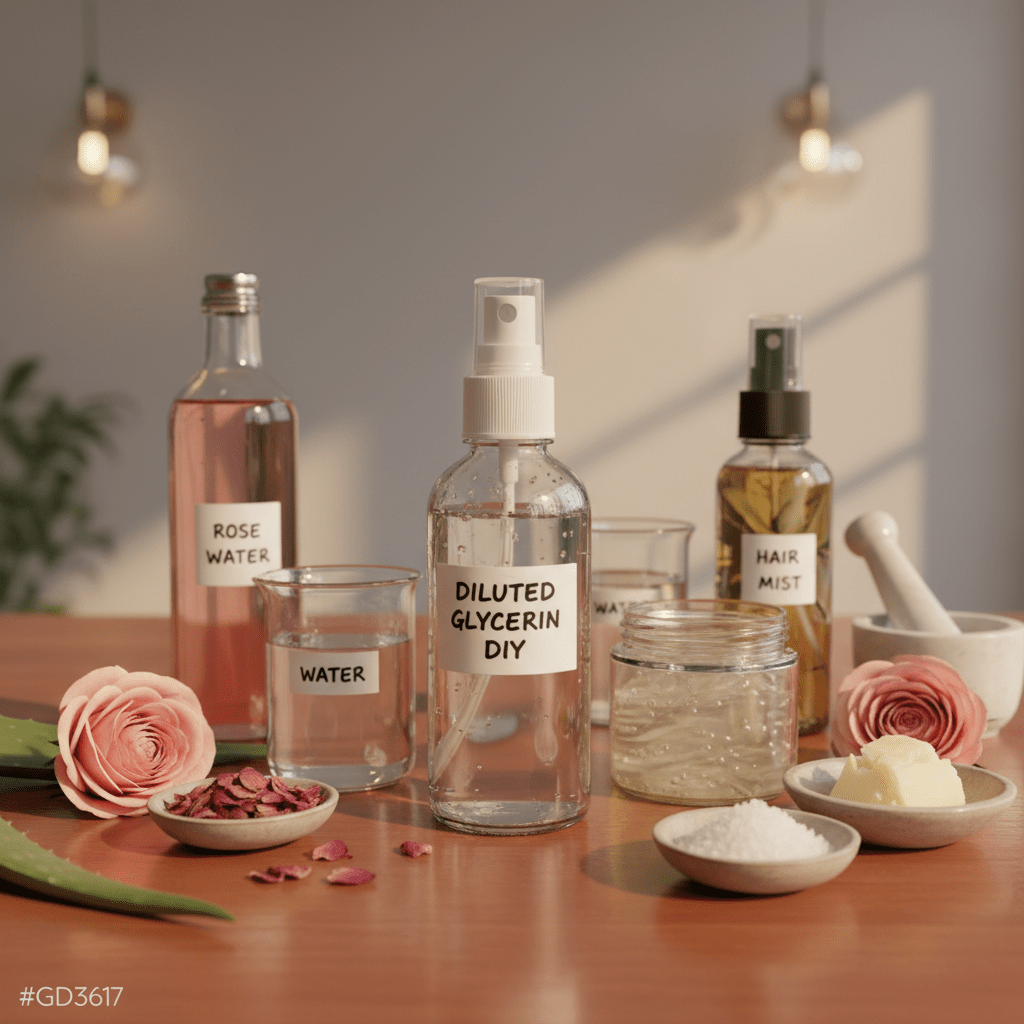 Natural anti-aging skincare still life with glycerine