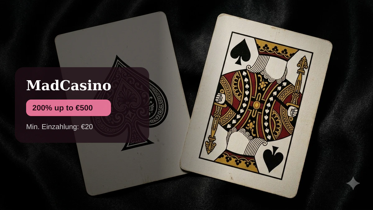 MadCasino — Willkommensbonus 200% up to €500, Zahlungen: Visa, Mastercard, Skrill, Neteller, Paysafecard
