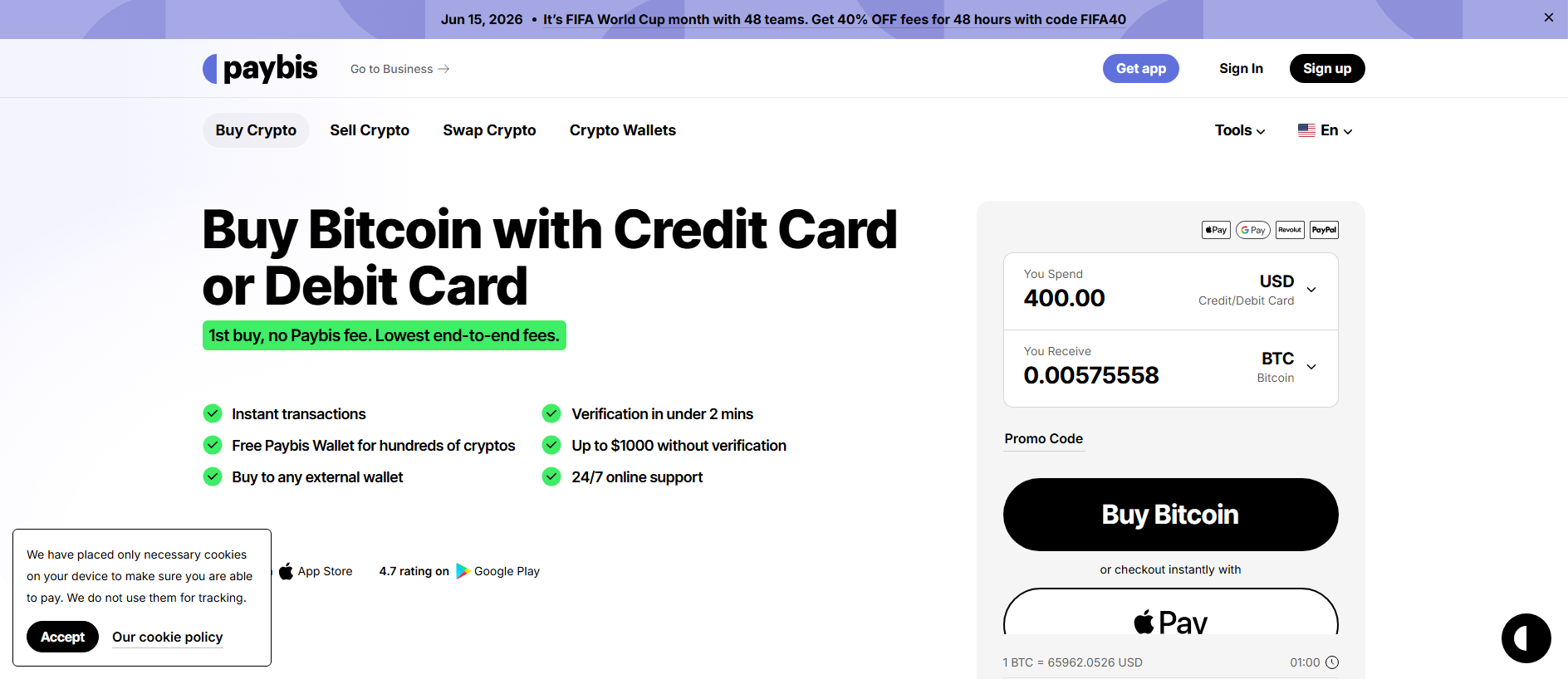 Screenshot of paybis.us