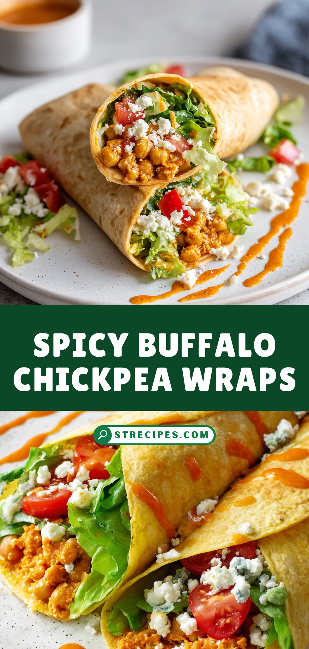 Spicy Buffalo Chickpea Wraps — homemade Spicy Buffalo Chickpea recipe