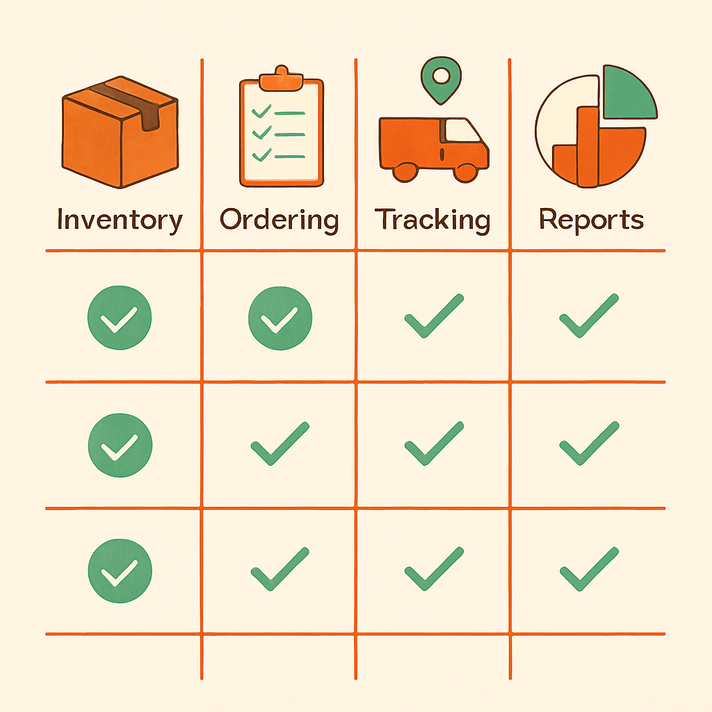 Comparison chart of AI inventory tools features for Indian cloud kitchens