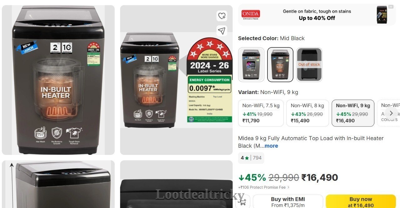 Midea 9 Kg – Excellent Saving Offer @ ₹2150