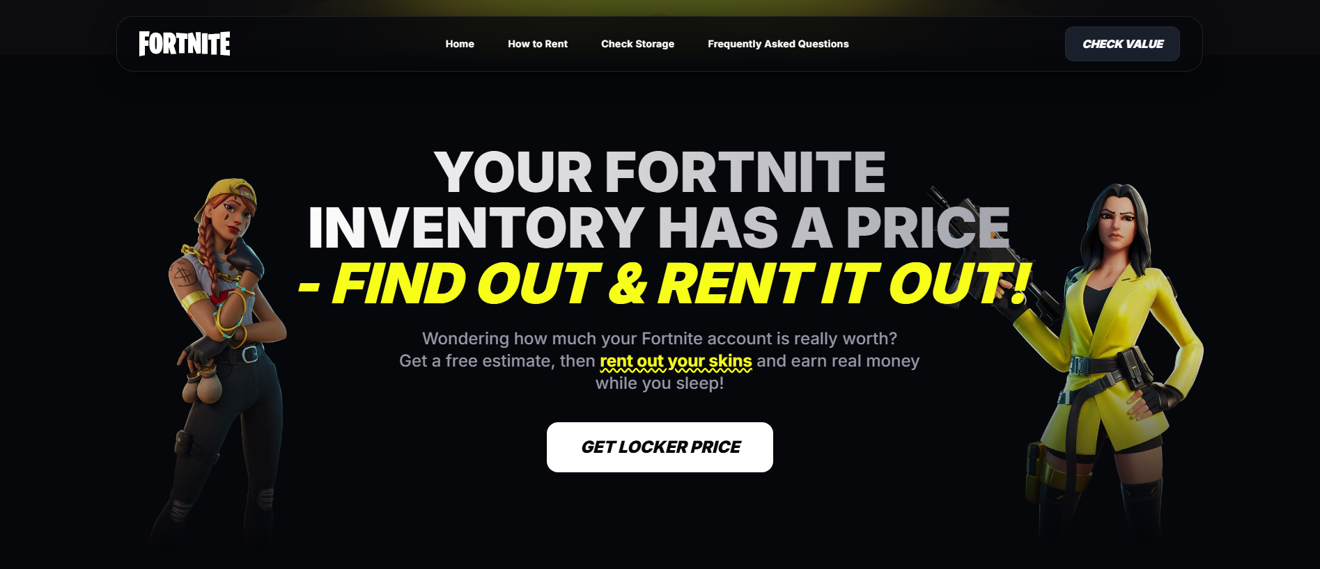 Forensic screenshot of fortnite.expert showing the phishing page layout