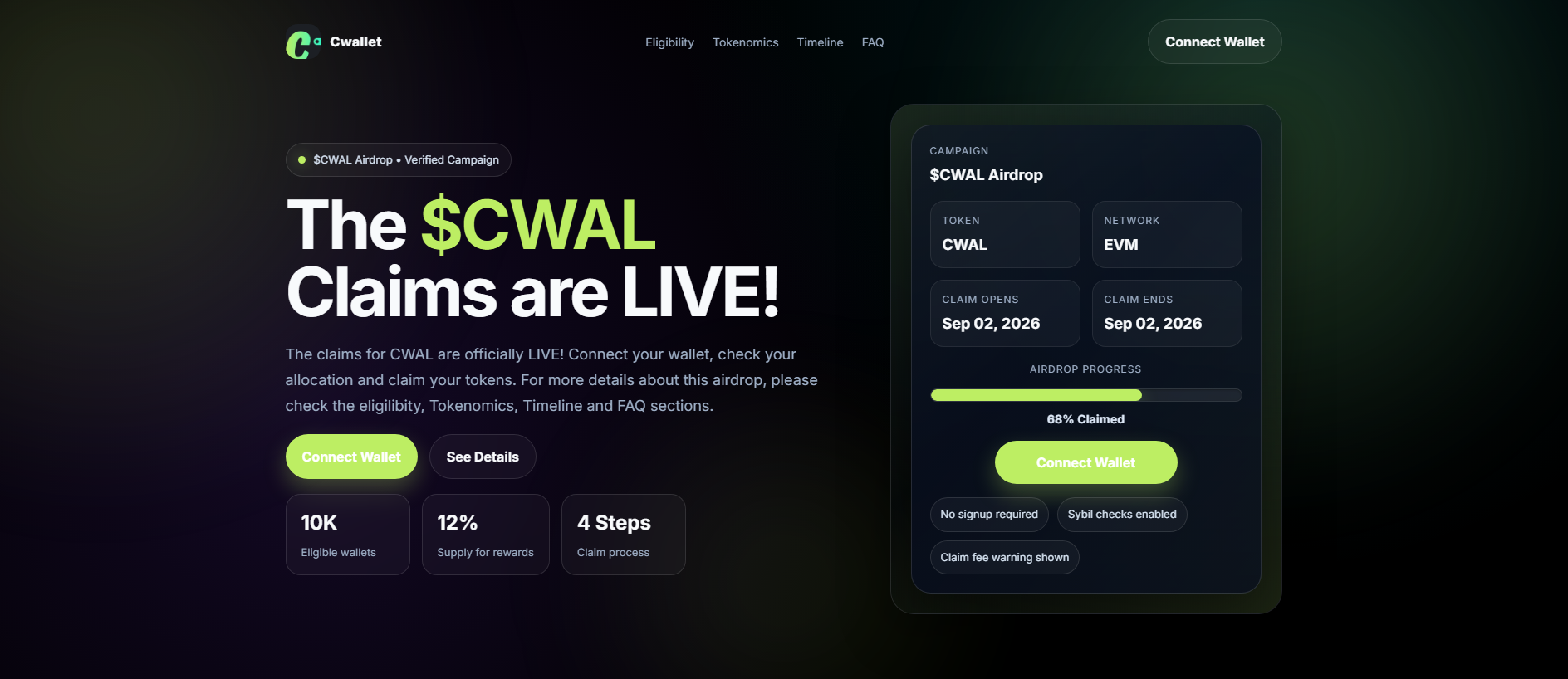 Stored capture of cwallet.info