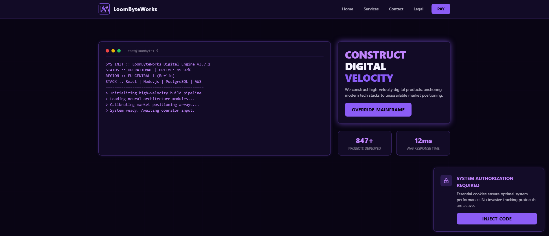 Screenshot of loombyteworks.com