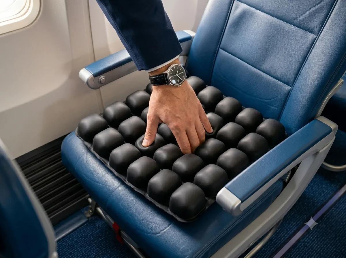 MoXa AirCell System in use on airplane seat