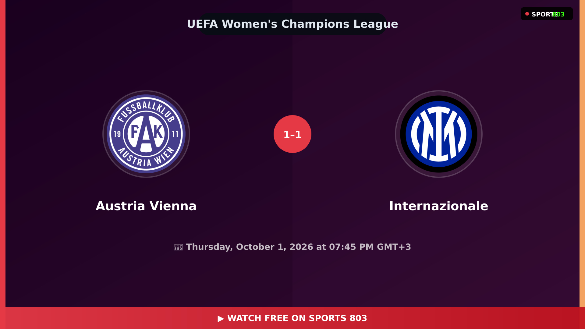 Austria Vienna vs Internazionale – Highlights & Replay | Sports 803