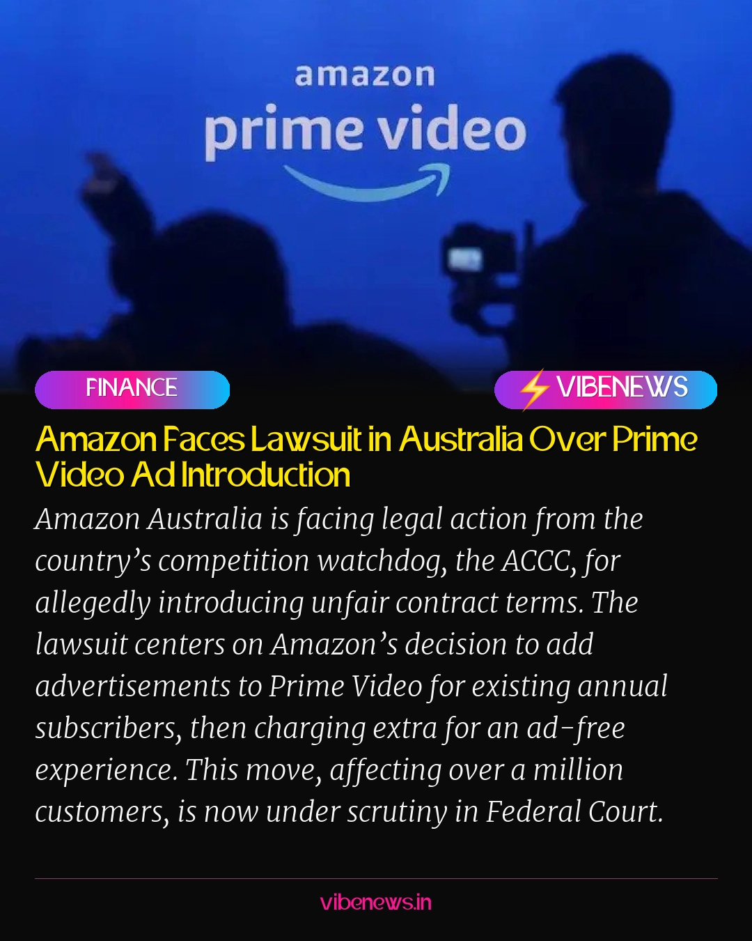 Amazon Faces Lawsuit in Australia Over Prime Video Ad Introduction