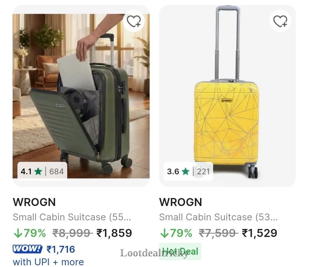 Wrogn Suitcases Upto – Massive Offer Get 86% OFF Today Wrogn Suitcases Upto – Massive Offer Get 86% OFF Today