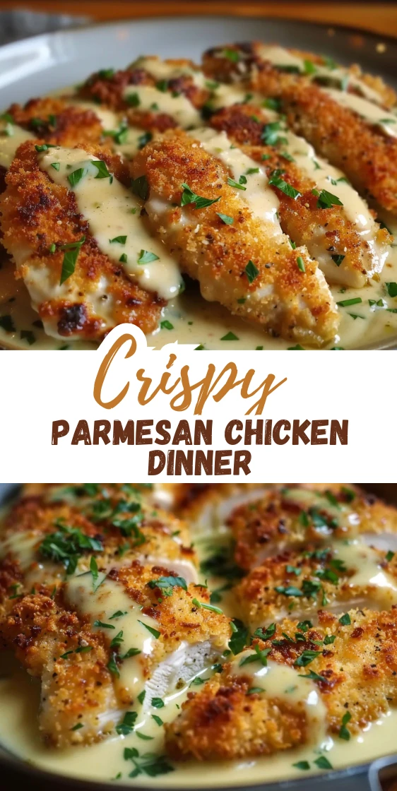 Crispy Parmesan Crusted Chicken with Creamy Garlic Sauce Recipe