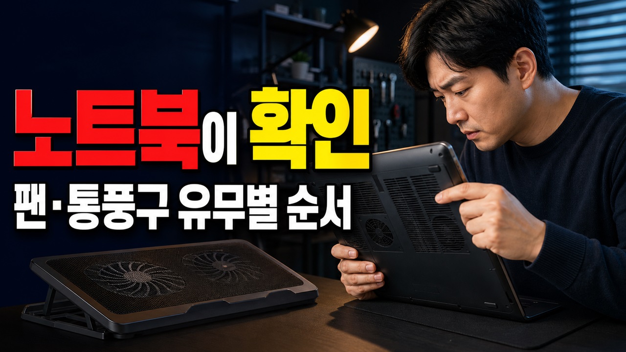 노트북이 뜨겁고 느려졌다면 쿨링패드부터 살까? 팬·통풍구 유무별 발열 점검 순서 관련 핵심 정보를 상징적으로 보여주는 썸네일 이미지