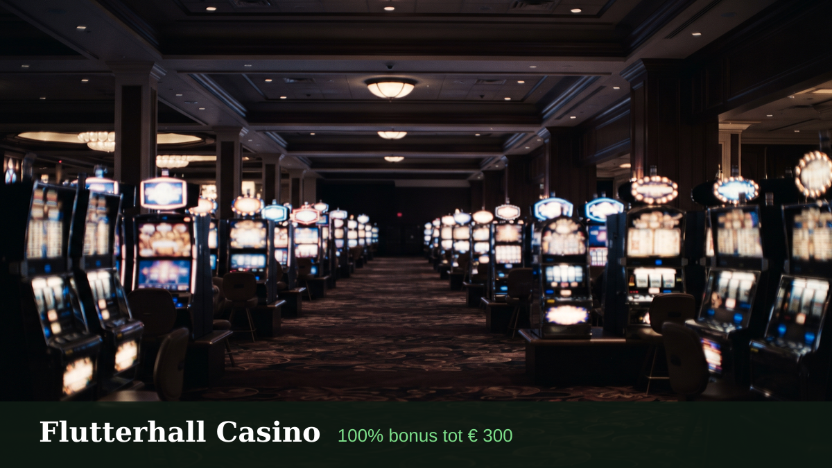 Flutterhall Casino — welkomstbonus 100% bonus tot € 300 + 75 FS, betalingen: Visa, Mastercard, Bitcoin, Ethereum, Litecoin
