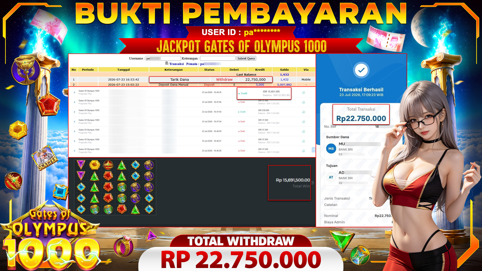 🏆 SELAMAT KEPADA PEMENANG JACKPOT DI Gates Of Olympus 1000 - Pragmatic Play 22,750,000🏆