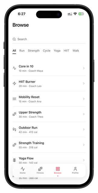 FitZone screen 4