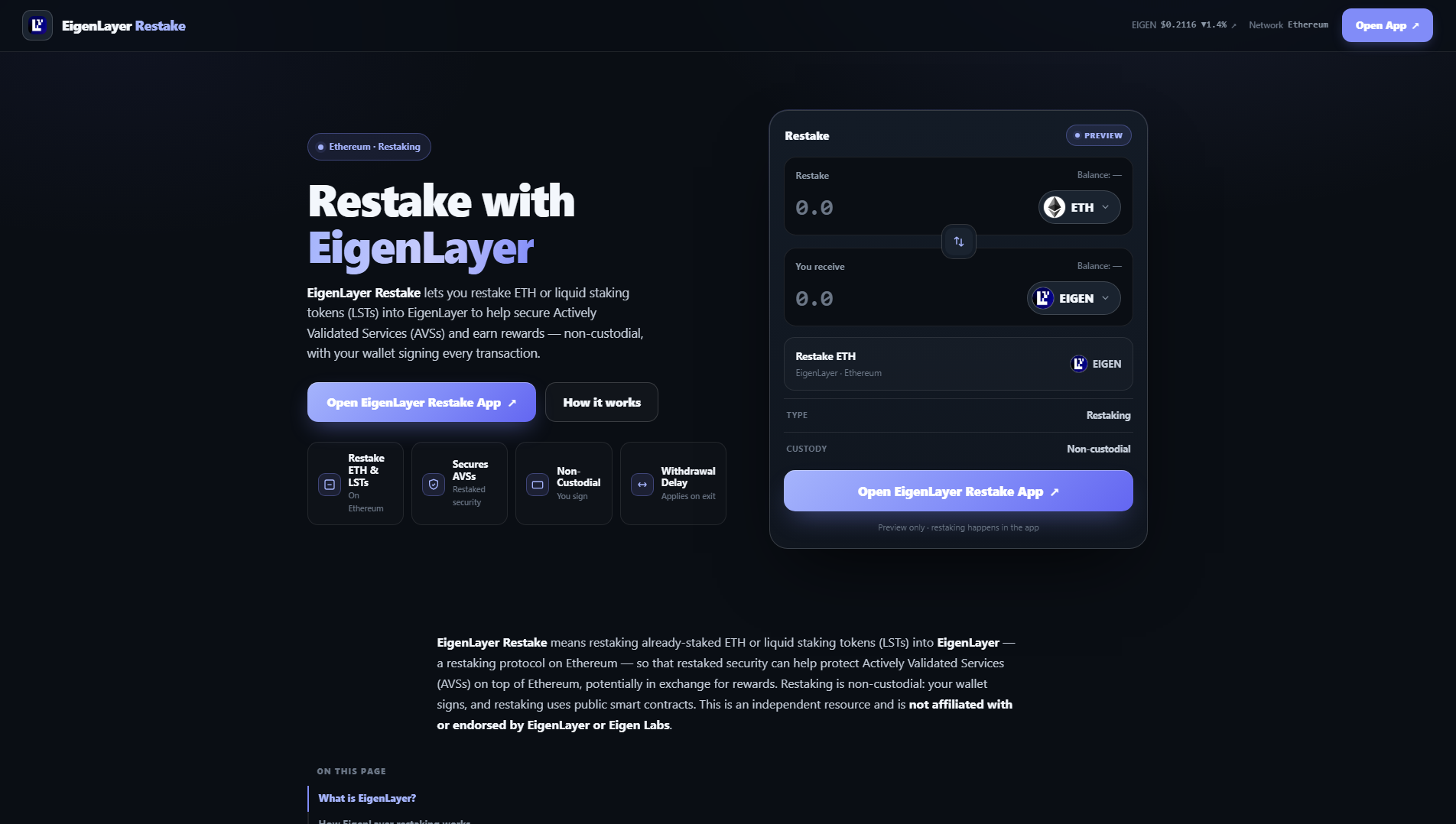 Stored capture of eigenlayer-restake.github.io
