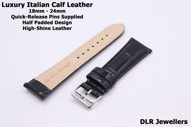 Calf Crocodile Grain Leather Strap