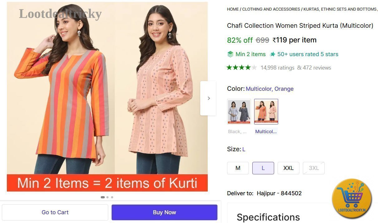   women Striped Kurta – Just ₹119 | Best Price Drop Today