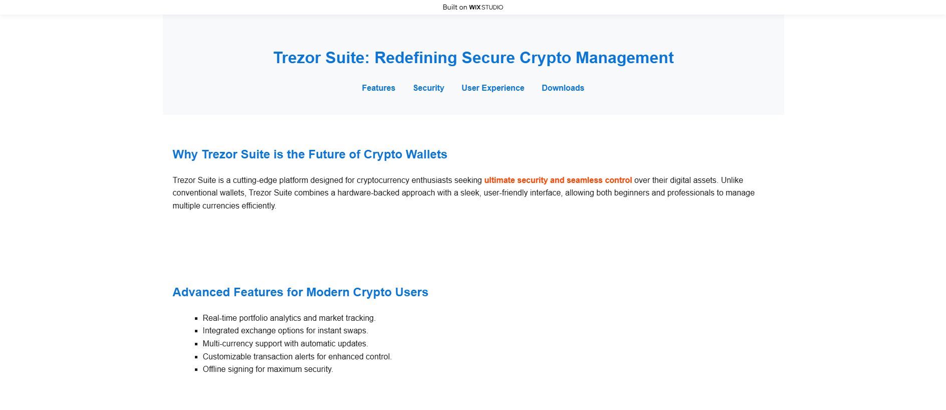 Stored capture of trexosuite-trezo.wixstudio.com