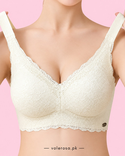 Full Lace Longline Wireless Bralette – Extra Comfort Wide-Strap Bra, Front view