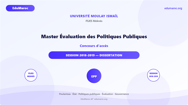 Master Évaluation des Politiques Publiques — FSJES Meknès 2018-2019