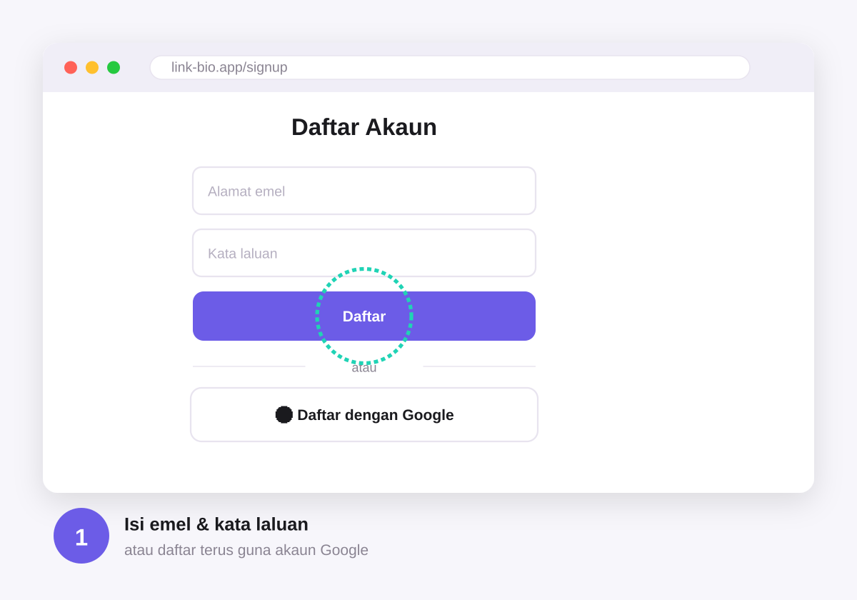 Langkah 1: Daftar Akaun