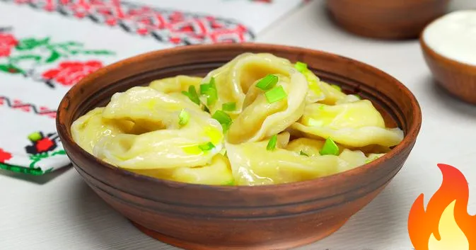 Постер Вареники с картошкой и жареным луком