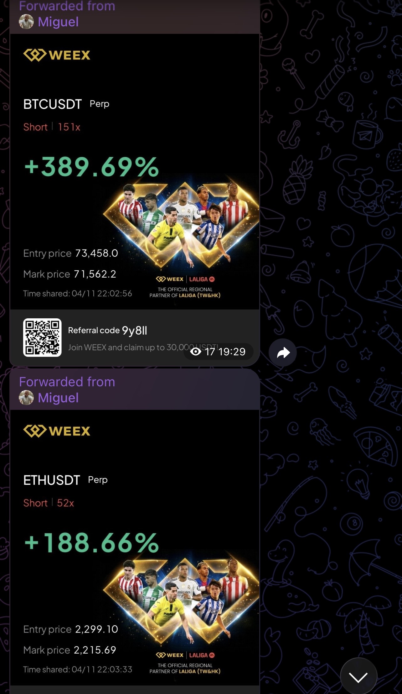 Member payout screenshot