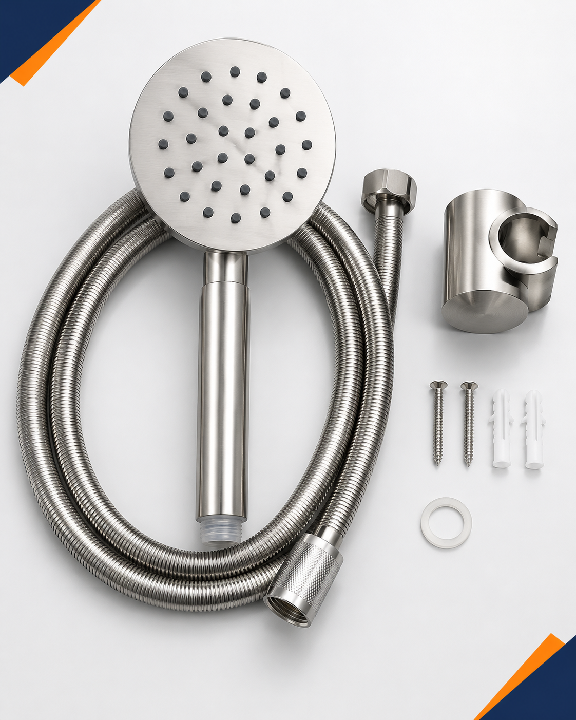 Bộ Vòi Sen Cầm Tay Inox Kèm Dây Và Giá Treo - góc nhìn 4