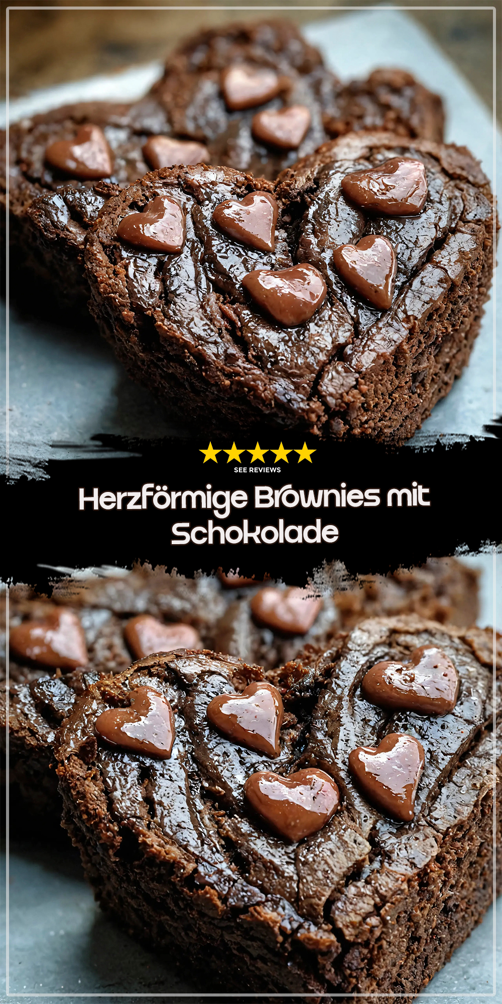 Herzförmige Brownies mit Schokolade
